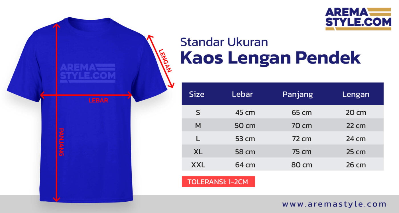 Size Chart - Kaos Lengan Pendek